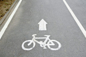 Bicycle lane on the road .