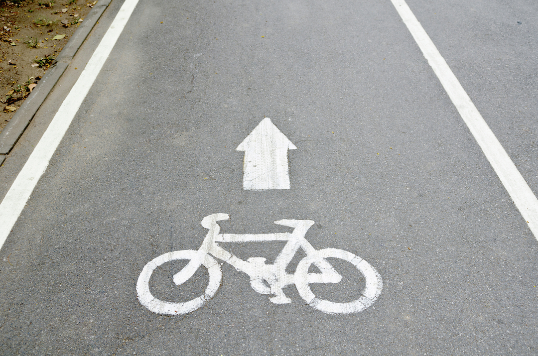 Bicycle lane on the road .